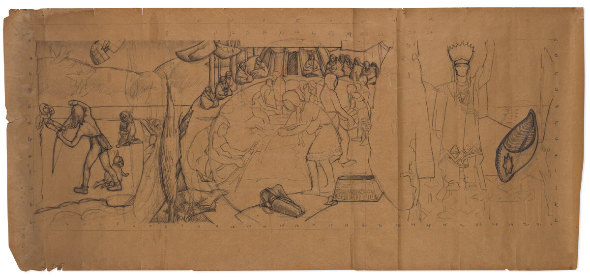 LOIS NORTH (b. 1908) Life of Hiawatha, (Pair of Mural Studies).